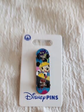 Disney Mickey Mouse Skateboard Enamel Pin - Blue/Yellow/Pink